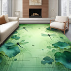 Dragonfly Lotus Pond Water Garden Design Rug