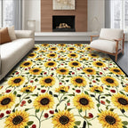Golden Sunflower Vine Botanical Design Rug