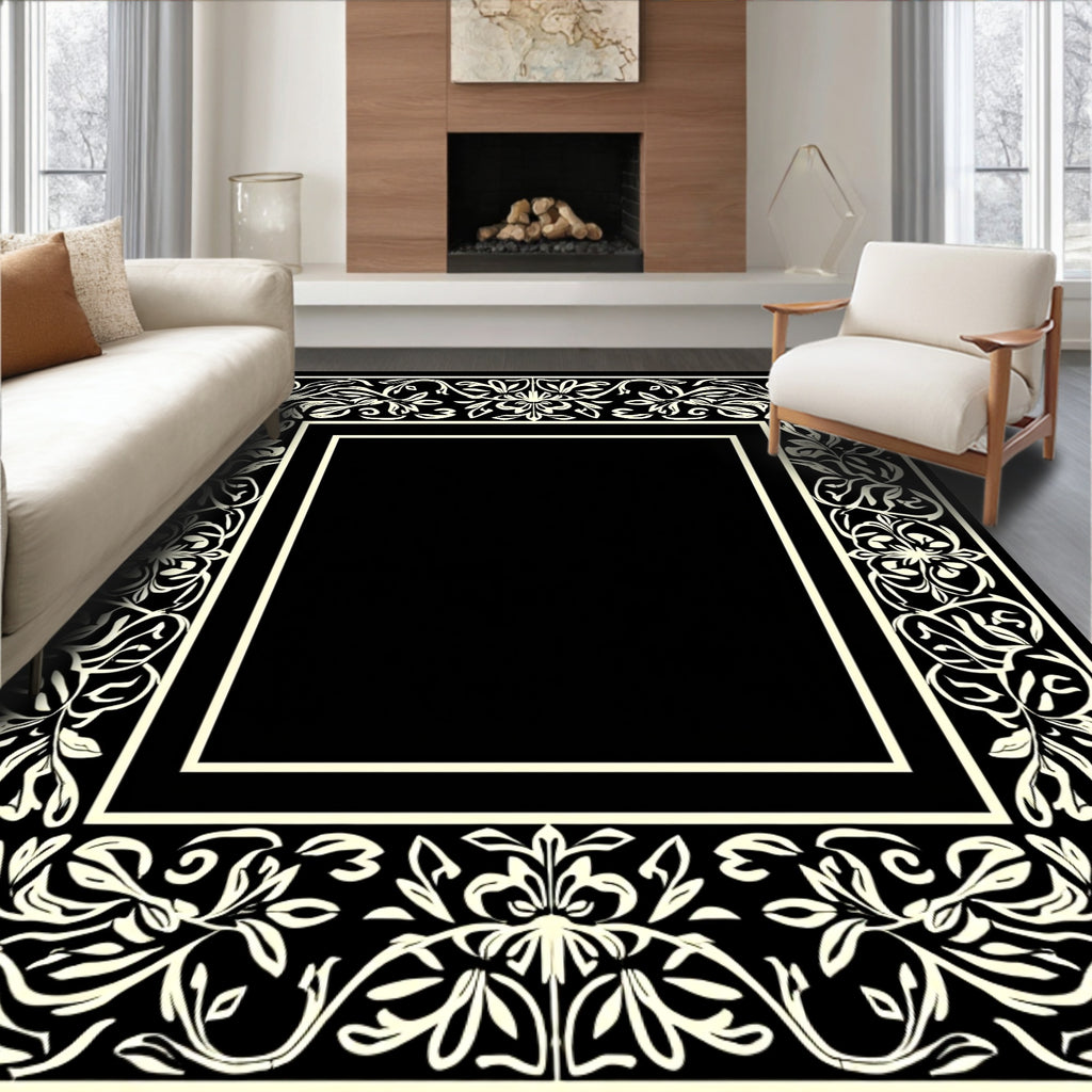 Cream Floral Scroll Vintage Pattern Rug