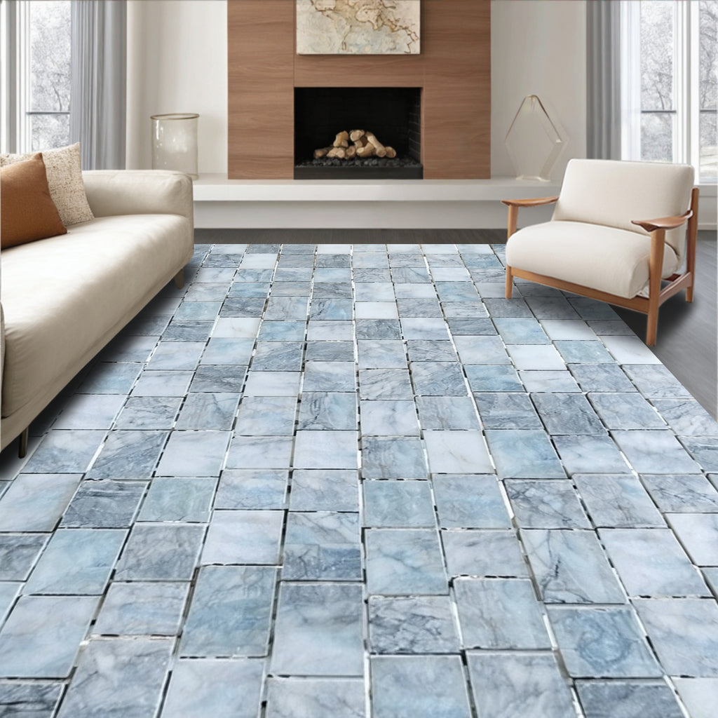 Aqua Marble Mosaic Pattern Rug