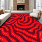 Red Wavy Swirl Pattern Rug