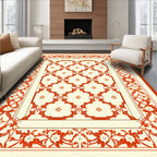 Classic Floral Vine Border Pattern Rug