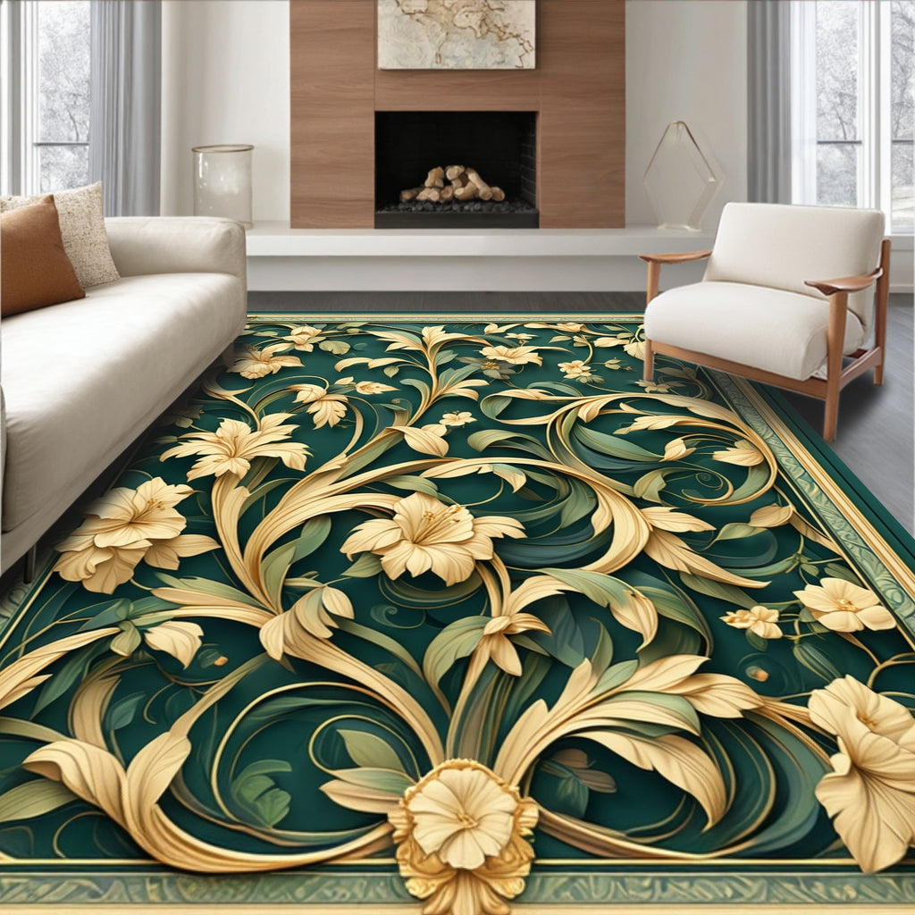 Elegant Floral Vine Pattern Rug