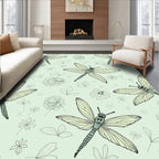 Fanciful Dragonflies and Flowers Pattern Rug