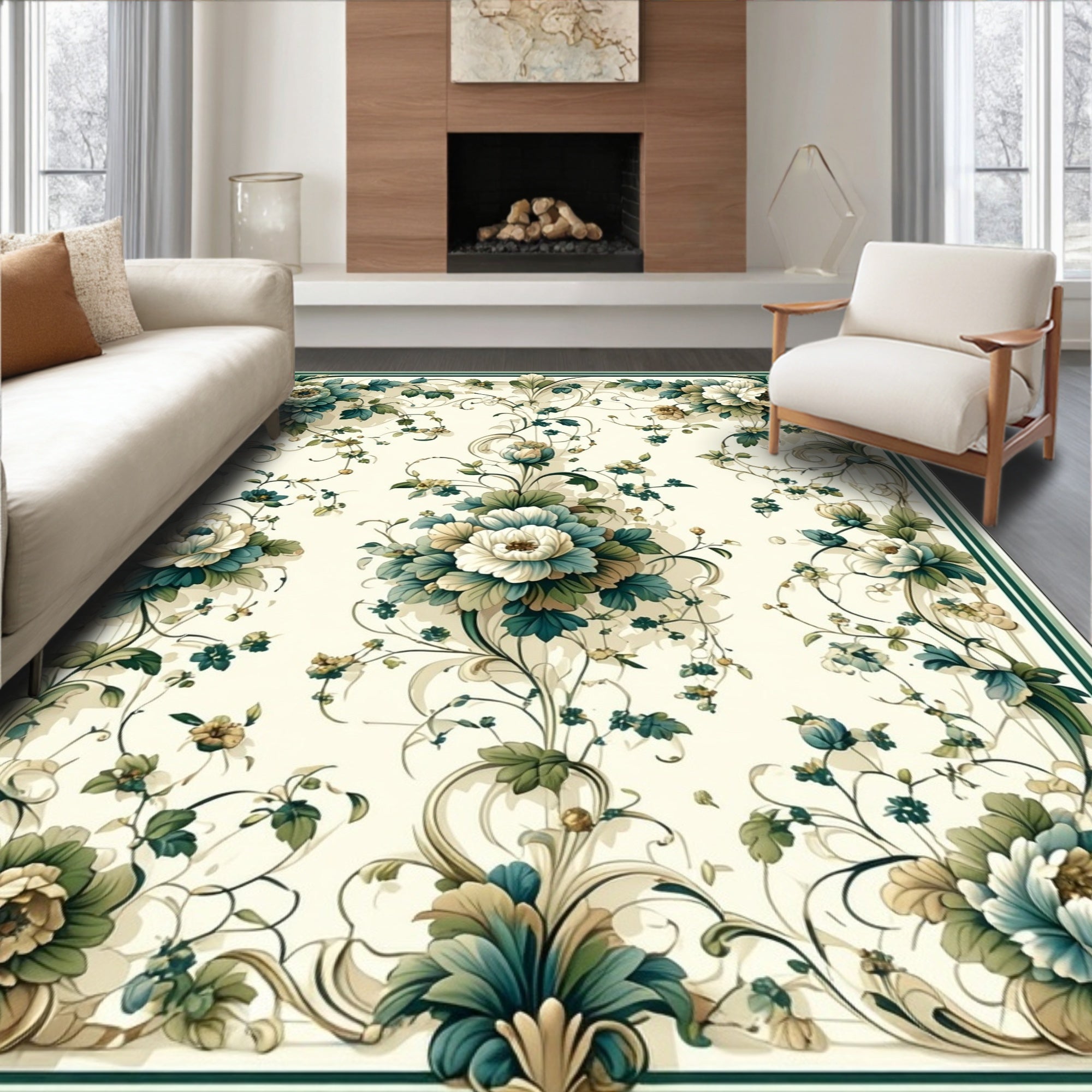 Classic Floral Scrollwork Pattern Rug