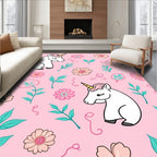 Cute Unicorn Floral Pattern Rug