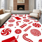Red Candy Cane Swirl and Firecracker Mix Rug