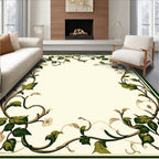 Vine Leaf Border Floral Design Rug