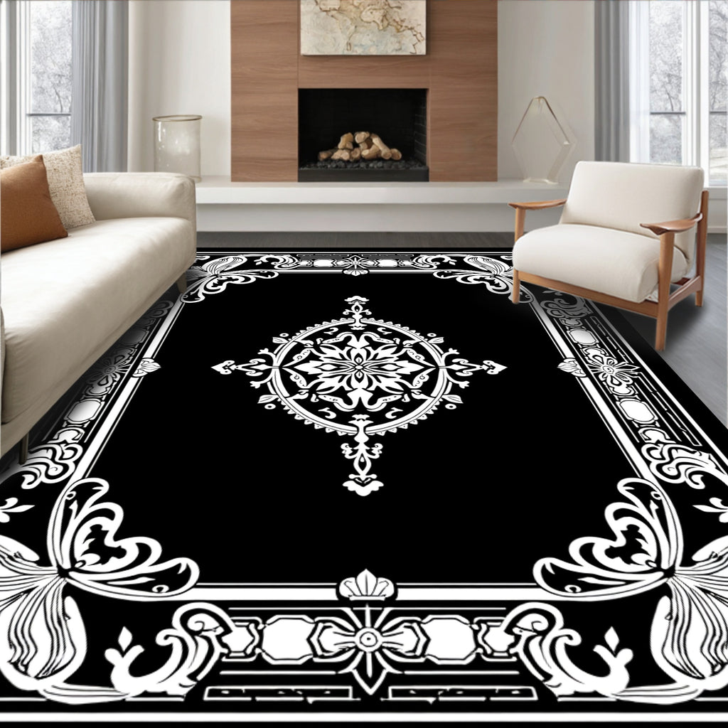 Ornate Floral Border Design Rug