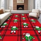 Cheerful Red Plaid Santa Claus Rug
