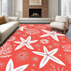 Coral White Starfish And Marine Life Design Rug