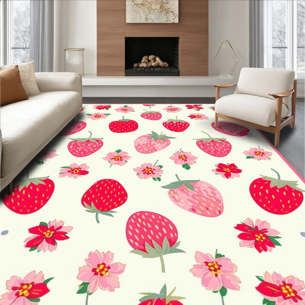Strawberry Cherry Blossom Pattern Rug