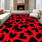 Bold Black Heart Pattern Design Rug
