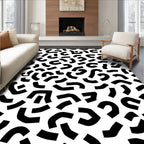 Abstract Black White Shape Pattern Rug