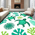 Green Turtle Sea Coral Pattern Rug