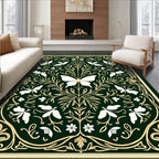 Whimsical Green Butterfly Garden Rug