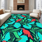 Tropical Birds and Foliage Pattern Rug