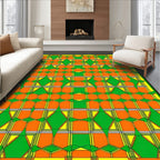 Bold Green Orange Diamond Pattern Rug