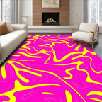 Vibrant Pink Yellow Swirl Pattern Rug