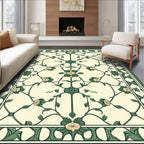 Elegant Green Floral Scrollwork Rug