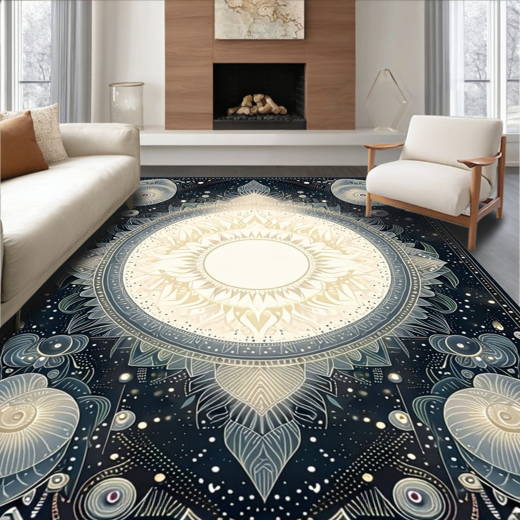 Celestial Sun Mandala Pattern Rug