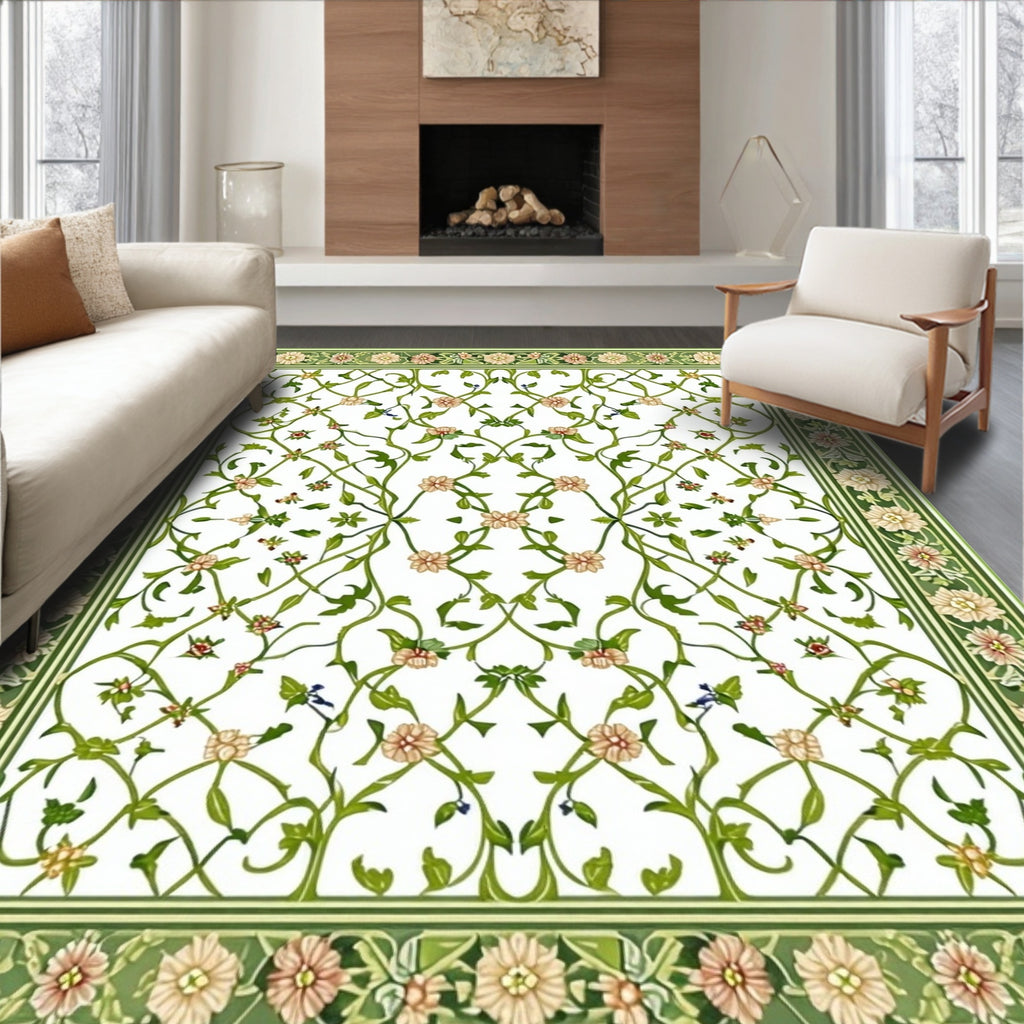 Elegant Floral Vine Garden Pattern Rug