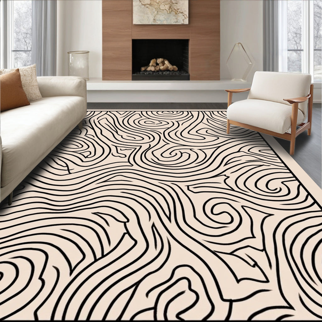 Abstract Swirl Line Art Design Rug