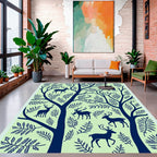 Deer and Foliage Forest Pattern Rug