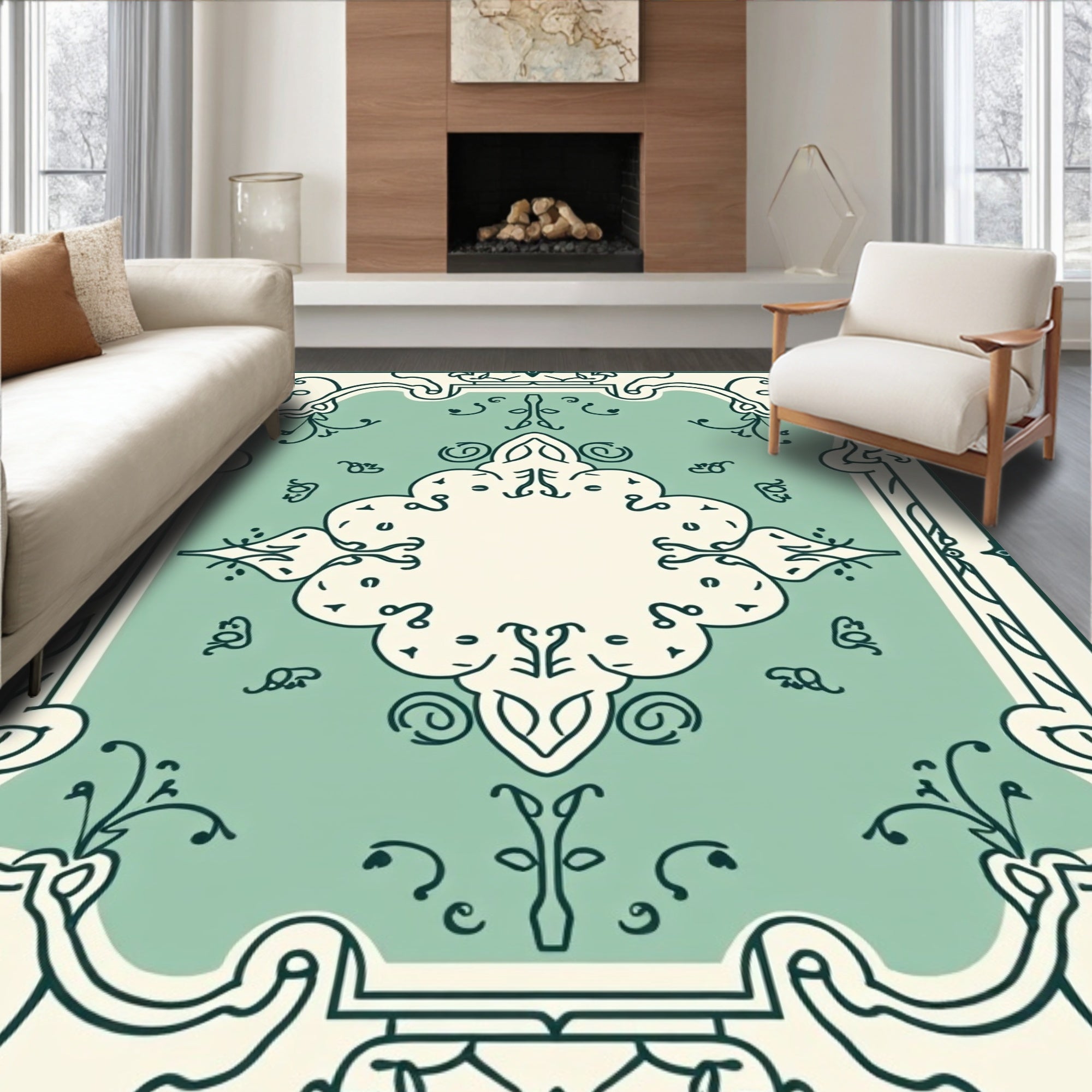 Ornate Herbal Vintage Inspired Rug