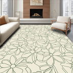 Outline Floral Pattern on Cream Rug