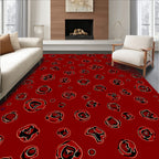 Bold Red Floral Burst Pattern Rug