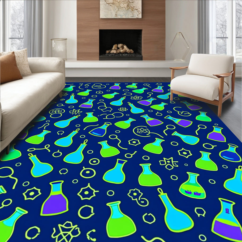 Science Flasks Graphic Pattern Rug