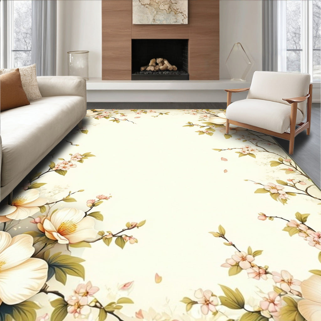 Floral Branches Delicate Pattern Rug