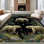 Forest Bears And Flowering Woods Design Rug