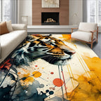 Striking Tiger Abstract Watercolor Splash Rug