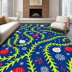 Christmas Ornaments Snowflakes Evergreen Twine Rug