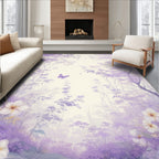 Enchanted Forest Lavender Butterflies Floral Design Rug