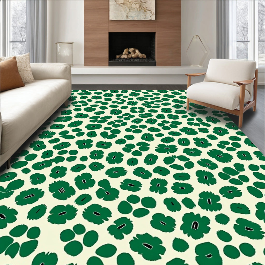 Abstract Green Floral Funky Pattern Rug