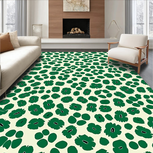 Abstract Green Floral Funky Pattern Rug