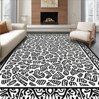 Abstract Pattern Black White Design Rug