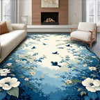 Blue Birds In Floral Grove Design Rug