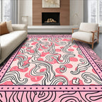 Whimsical Pink Flow Art Pattern Rug