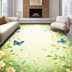 Whimsical Garden Butterflies Flowers Rug