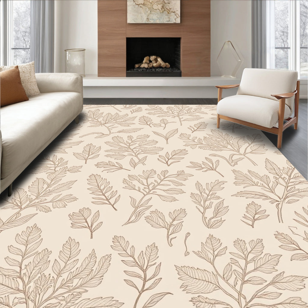Botanical Line Art Branches Pattern Rug