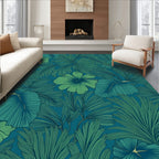 Tropical Leaf and Flower Pattern Rug