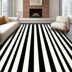 Bold Black White Vertical Stripes Rug