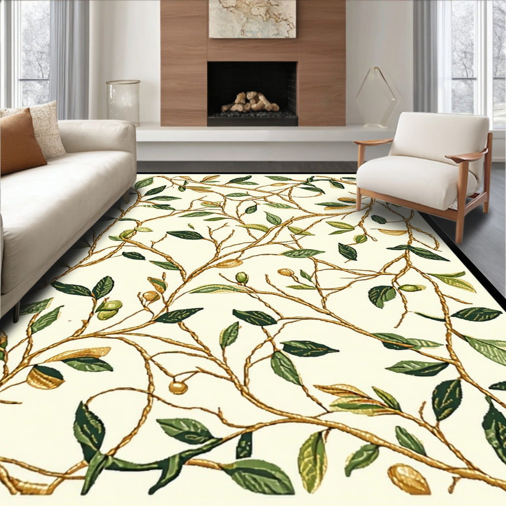 Botanical Vine Leaf Natural Rug
