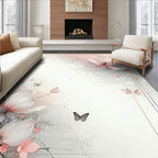 Soft Floral Butterfly Watercolor Design Rug