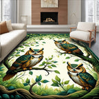 Forest Owl Family Patterned Rug