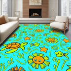 Cute Sea Creatures Stars Pattern Rug